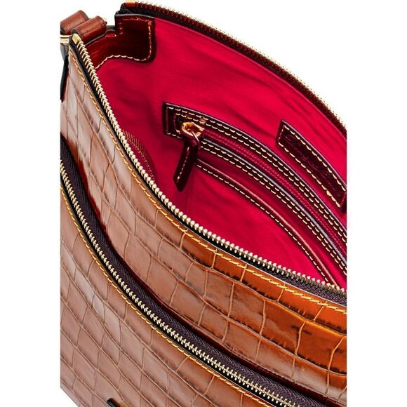 New! DOONEY & BOURKE Croc Embossed Leather Crossbody Bag Cognac NWT - Picture 5 of 5